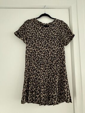 Sea Leopard Print Mini Dress in Brown and Black